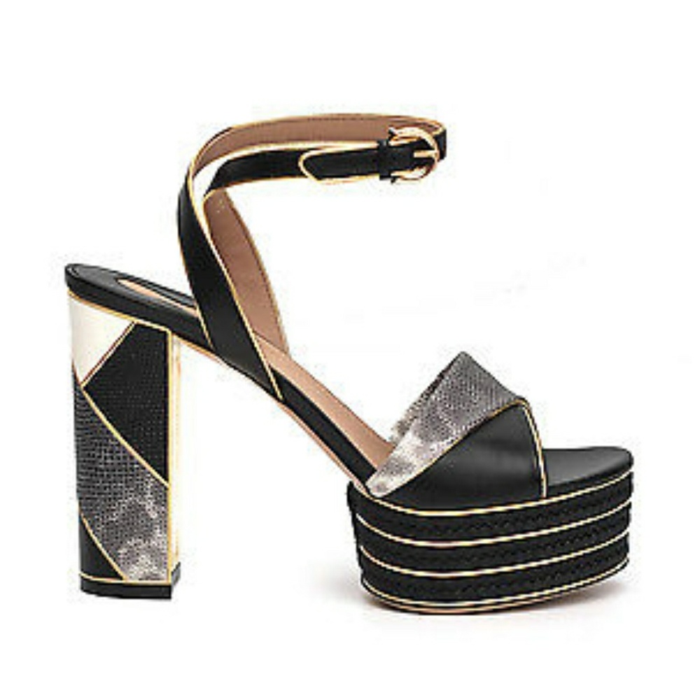NIB Ferragamo Gaga Ankle Wrap Platforms Colorblock - Picture 1 of 5